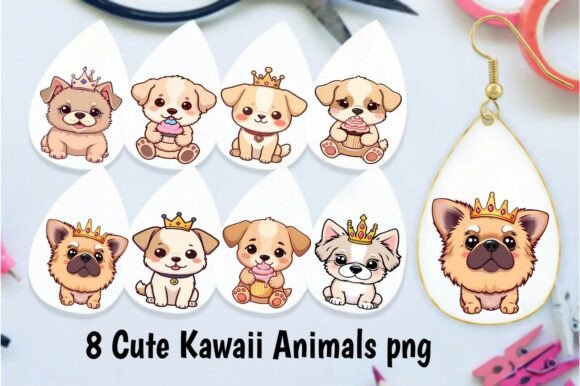 8 Cute Kawaii Royal Puppy PNG Bundle: Royal Cuteness