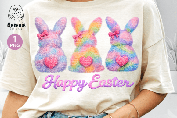 Colorful Spring Easter Bunny Faux Yarn Design