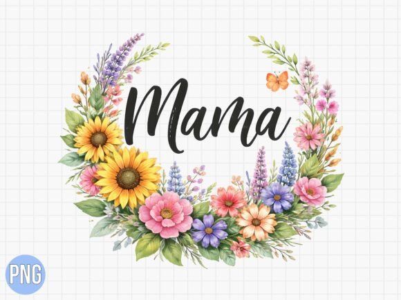 Elevating Your Spring Designs with the Floral Mama Mom Wreath Flower PNG