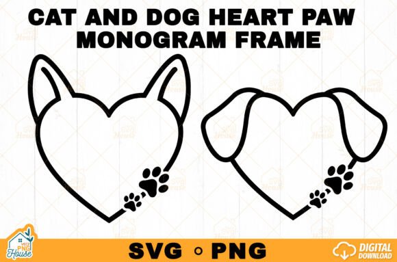 Evaluating the Cat and Dog Paw Heart Monogram Frame SVG for Professional Craft Projects