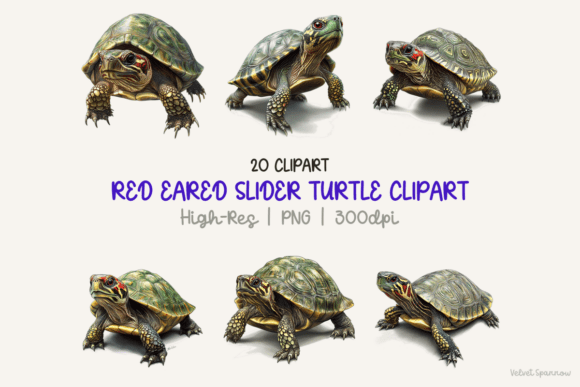 Red Eared Slider Turtle Clipart for Creative Projects