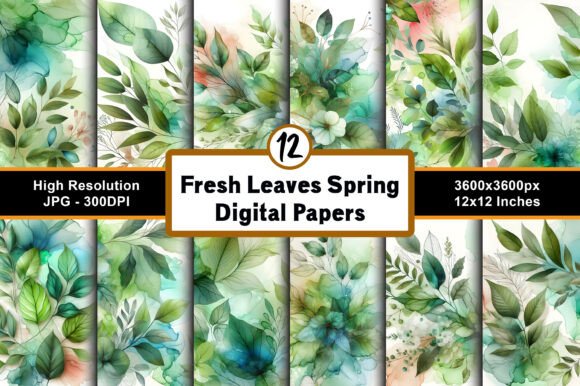 Revitalize Your Creative Projects with Fresh Leaves Spring Digital Papers JPG