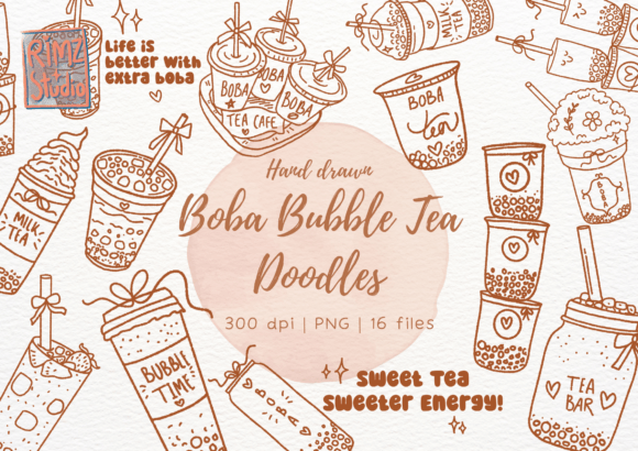Unleash Your Creativity with the Boba Bubble Tea Kawaii Cute Doodle Set