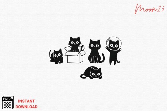 Unlocking Creative Potential with a Cute Black Cat Set Minimal Style Png