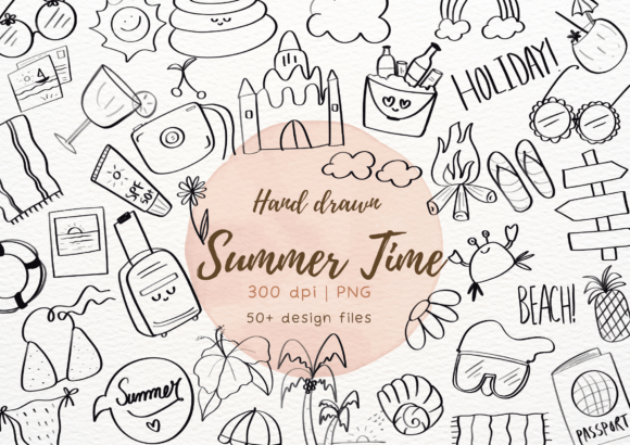 Unlocking Creative Potential with a Hand Drawn Summer Doodle Clipart Set